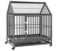 vidaXL Cage pour Chiens avec Roues et Toit Acier 92x62x106 cm Chenil Enclos