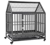 Vidaxl Cage Pour Chien Avec Roues Et Toit Acier 92x62x106 Cm