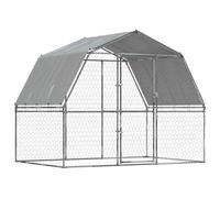 vidaXL Cage pour chiens 3294908 – avec toit et porte, acier galvanisé argenté