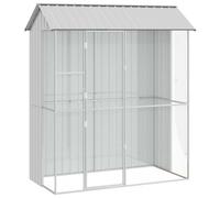 vidaXL Cage à oiseaux extérieure 215×110×247 – Gris acier galvanisé résistante aux intempéries