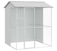 vidaXL Cage pour Oiseaux Gris 215 x 210 x 247 cm Acier galvanisé, Jardin et terrasse, Habitat Moderne pour Oiseaux, enclos résistant, volière extérieure, Cage rectangulaire