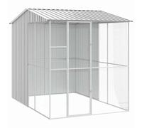 vidaXL Cage pour Oiseaux Gris 215 x 310 x 247 cm Acier galvanisé, Jardin et terrasse, Habitat Moderne pour Oiseaux, enclos résistant, volière extérieure, Cage rectangulaire