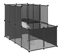 vidaXL Cage pour Petits Animaux Noir 142x74x93 cm PP et Acier Clapier Lapin