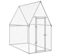 vidaXL Cage pour poules argenté 200x100x190 cm acier galvanisé, poulailler, enclos à poules, poulailler avec enclos, cabane à poules