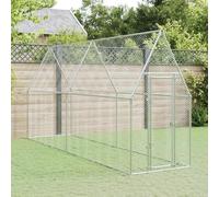 vidaXL Cage pour poules argenté 400x100x190 cm acier galvanisé, poulailler, enclos à poules, poulailler avec enclos, cabane à poules