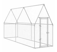vidaXL Cage pour poules argenté 400x100x190 cm acier galvanisé, poulailler, enclos à poules, poulailler avec enclos 172551