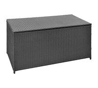 vidaXL Caisse de Stockage de Jardin Poly Rotin Noir Banc Boîte de Rangement