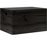 vidaXL Caisse en bois avec couvercle et poignées Noir 40x30x23 cm Bois massif