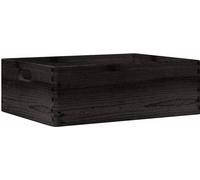 vidaXL Boîte en bois avec poignées noir 40x30x13 cm bois de pin massif, boîte de rangement en bois, caisse en bois, coffre de rangement en bois