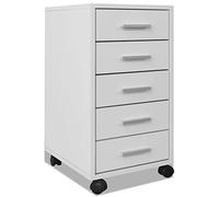 vidaXL Caisson à tiroirs de bureau – 5 tiroirs avec roulettes – Blanc