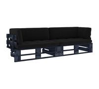 Vidaxl Canap¿¿ Palette 2 Places Avec Coussins Pin Impr¿¿Gn¿¿ De Noir Noir