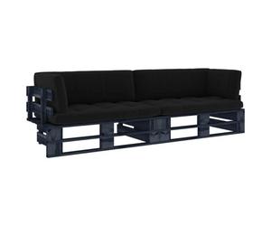 Vidaxl Canap¿¿ Palette 2 Places Avec Coussins Pin Impr¿¿Gn¿¿ De Noir Noir