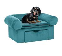 Vidaxl Canap¿¿ Pour Chien Avec Tiroir Turquoise 75x50x38 Cm Peluche