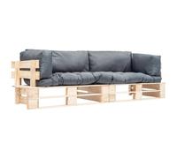 Vidaxl Canap¿¿S De Jardin Palette 2 Pcs Avec Coussins Gris Pin¿¿De Gris