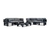 Vidaxl Canap¿¿S De Jardin Palette 6 Pcs Avec Coussins Gris Bois Gris