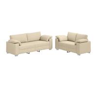 vidaXL Canapé 2 pc Crème Tissu