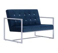 vidaXL Canapé 2 places avec accoudoirs Bleu Chrome et velours