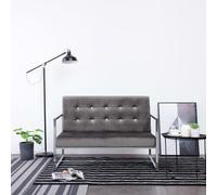 Canapé 2 places Gris foncé - VIDAXL - Avec accoudoirs - Quotidien - Moelleux - Tissu