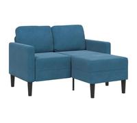 vidaXL Canapé 2 Places avec méridienne en L Bleu 125 cm Velours, canapé 2 Places de Chambre, Causeuse, canapé Deux Places, canapé Convertible 2 Places