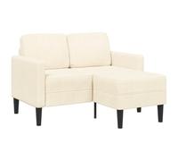 vidaXL Canapé 2 Places avec méridienne en L crème 125 cm Lin, canapé 2 Places de Chambre, Causeuse, canapé Deux Places, canapé Convertible 2 Places