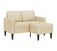 Vidaxl Canapé 2 Places Avec Méridienne En L Crème 125 Cm Tissu