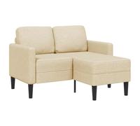 vidaXL Canapé 2 Places avec méridienne en L crème 125 cm Tissu, canapé 2 Places de Chambre, Causeuse, canapé Deux Places, canapé Convertible 2 Places