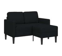 vidaXL Canapé 2 places avec méridienne en L 125 cm tissu noir 4107063