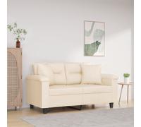 vidaXL Canapé 2 places avec oreillers beige 120 cm tissu microfibre Beige G