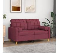 vidaXL Canapé 2 places avec oreillers bordeaux 120 cm tissu canapé causeuse canapé de salon canapés canapé rembourré 3200780