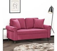 vidaXL Canapé 2 places avec oreillers bordeaux 120 cm velours3200939 Bordeaux G