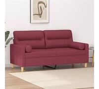 vidaXL Canapé 2 places avec oreillers bordeaux 140 cm tissu3200827 Bordeaux G
