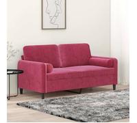 vidaXL Canapé 2 places avec oreillers bordeaux 140 cm velours canapé causeuse canapé de salon canapés canapé rembourré 3200885