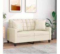 vidaXL Canapé 2 places avec oreillers crème 120 cm similicuir, canapé, causeuse, canapé de salon, canapés, canapé rembourré,