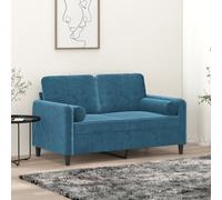 Vidaxl Canapé 2 Places Avec Oreillers Décoratifs Bleu 120 Cm Velours Bleu
