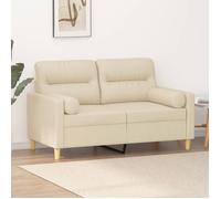 vidaXL Canapé 2 places avec oreillers décoratifs crème 120 cm tissu, canapé, causeuse, canapé de salon, canapés, canapé 3200815