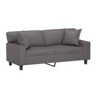 vidaXL Canapé 2 places 140 cm Gris en similicuir avec oreillers décoratifs