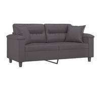 vidaXL Canapé 2 Places avec oreillers décoratifs Gris 140cm Similicuir, canapé, Causeuse, canapé de Salon, canapés, canapé rembourré, sièges de Salon