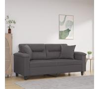 vidaXL Canapé 2 Places avec oreillers décoratifs Gris 140cm Similicuir, canapé, Causeuse, canapé de Salon, canapés, canapé rembourré, sièges de Salon