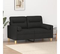 Canapé 2 places avec oreillers décoratifs noir 120 cm tissu3200817