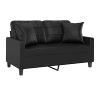 vidaXL Canapé 2 Places avec oreillers décoratifs Noir 120cm Similicuir, canapé, Causeuse, canapé de Salon, canapés, canapé rembourré, sièges de Salon