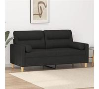 vidaXL Canapé 2 Places avec oreillers décoratifs Noir 140 cm Tissu, canapé, Causeuse, canapé de Salon, canapés, canapé rembourré, sièges de Salon