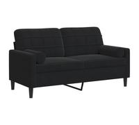 vidaXL Canapé 2 places velours noir 140 cm avec oreillers décoratifs