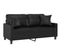 Canapé 2 places avec oreillers décoratifs noir 140cm similicuir