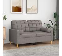 vidaXL Canapé 2 places avec oreillers décoratifs taupe 120 cm tissu