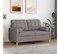 vidaXL Canapé 3 places 180 cm tissu taupe avec oreillers décoratifs