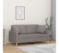 vidaXL Canapé 2 places avec oreillers décoratifs taupe 140 cm tissu