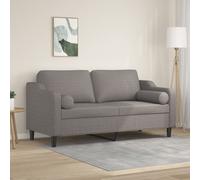 vidaXL Canapé 2 places avec oreillers décoratifs taupe 140 cm tissu