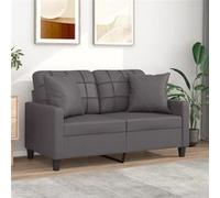 vidaXL Canapé 2 places avec oreillers gris 120 cm similicuir Gris G