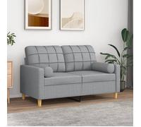 vidaXL Canapé 2 places avec oreillers gris clair 120 cm tissu, canapé, causeuse, canapé de salon, canapés, canapé rembourré,