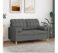 vidaXL Canapé 2 places avec oreillers gris foncé 120 cm tissu, canapé, causeuse, canapé de salon, canapés, canapé rembourré,